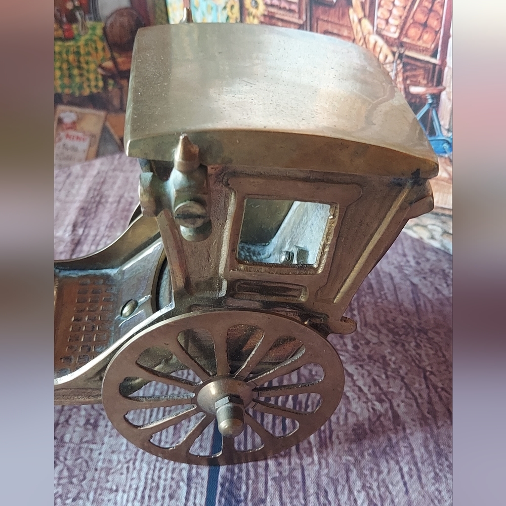 Vintage Solid Brass Horse and Carriage Made In INDIA - Picture 3 of 11